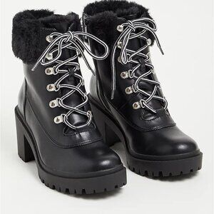 Torrid FUR HIKER BOOTIE - FAUX LEATHER BLACK (WW) SIDE 9